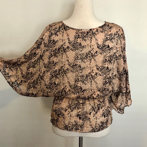 Parker Blush-Pink/Black Snake Silk Kimono Top - Picture 7 of 12